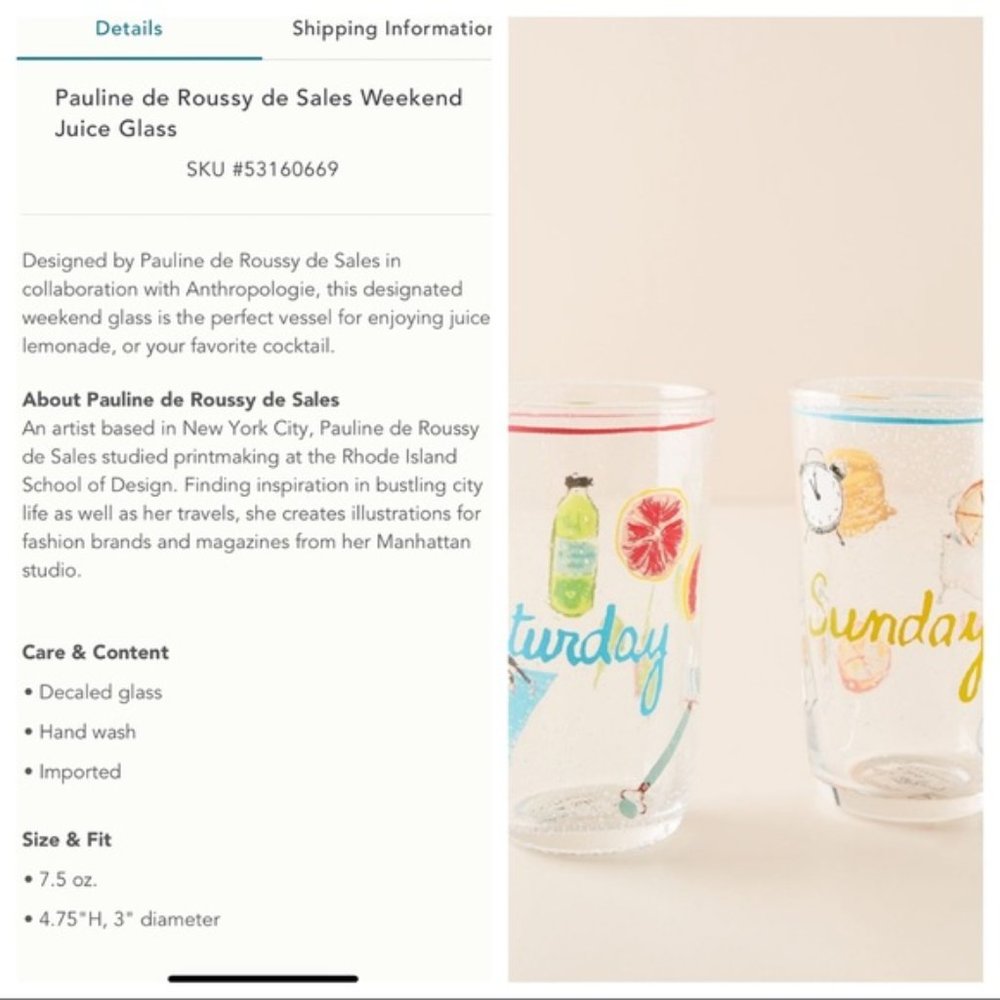 Anthropologie Saturday Sunday Weekend Juice Glass - Picture 8 of 8